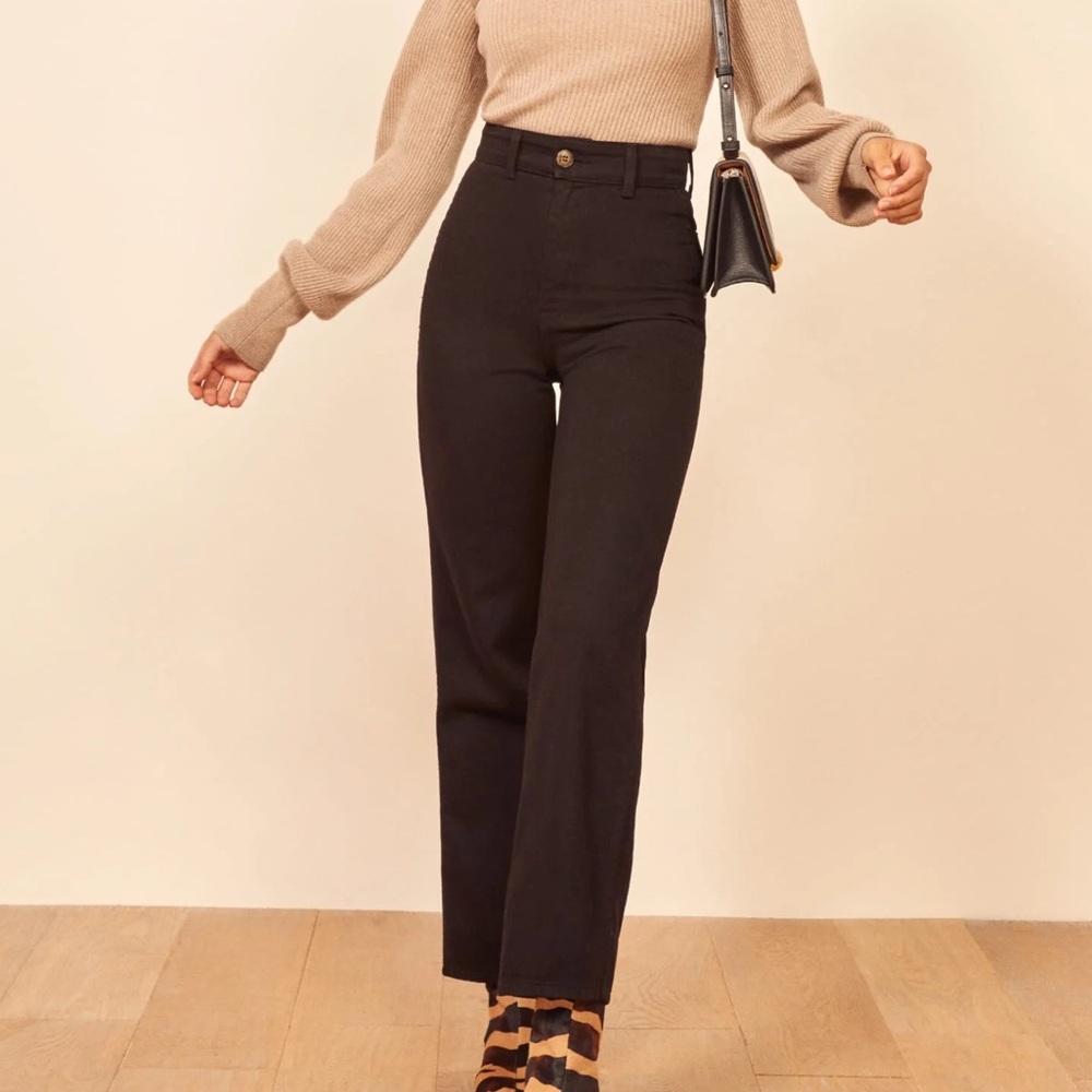 Reformation Marine Black Wide Leg Jeans